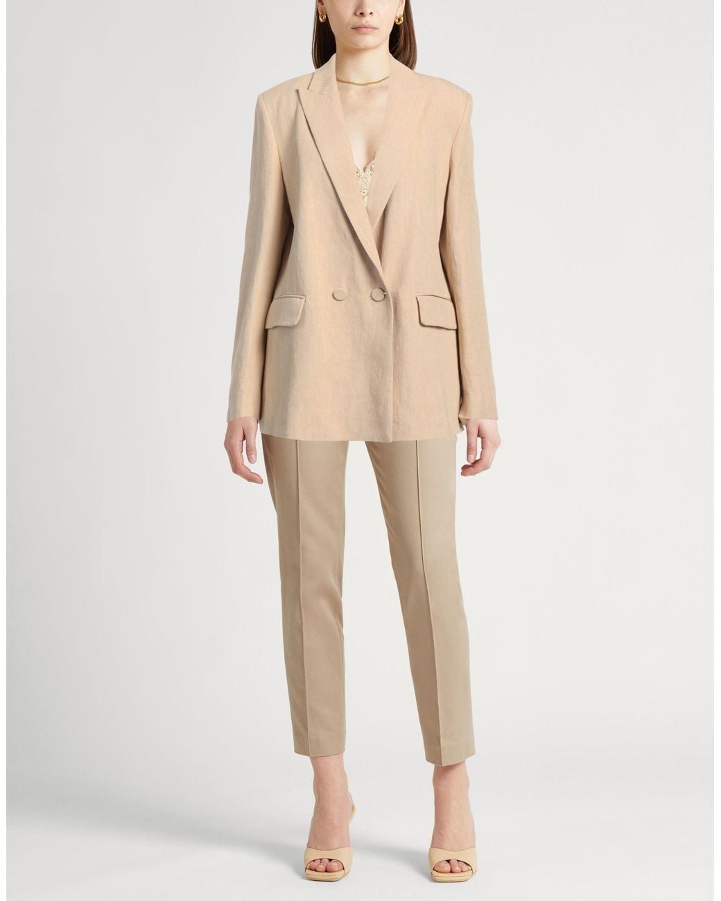 Fabiana Filippi Natural Blazer Virgin Wool, Polyamide, Elastane