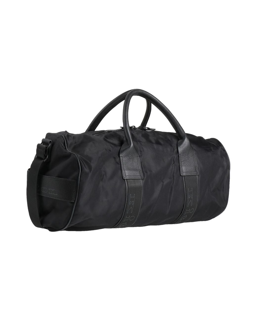 Kiton Black Duffel Bags Polyamide, Cotton, Calfskin for men