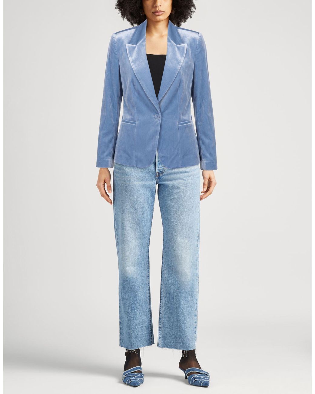 La Petite Robe Di Chiara Boni Blue Blazer Polyester, Polyamide, Elastane