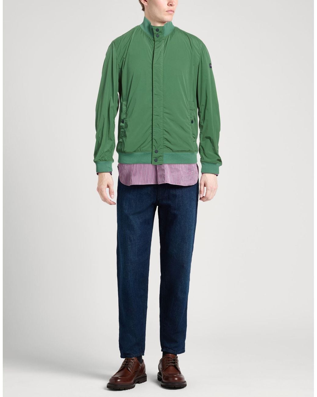 Paul & Shark Green Jacket Nylon, Elastane for men