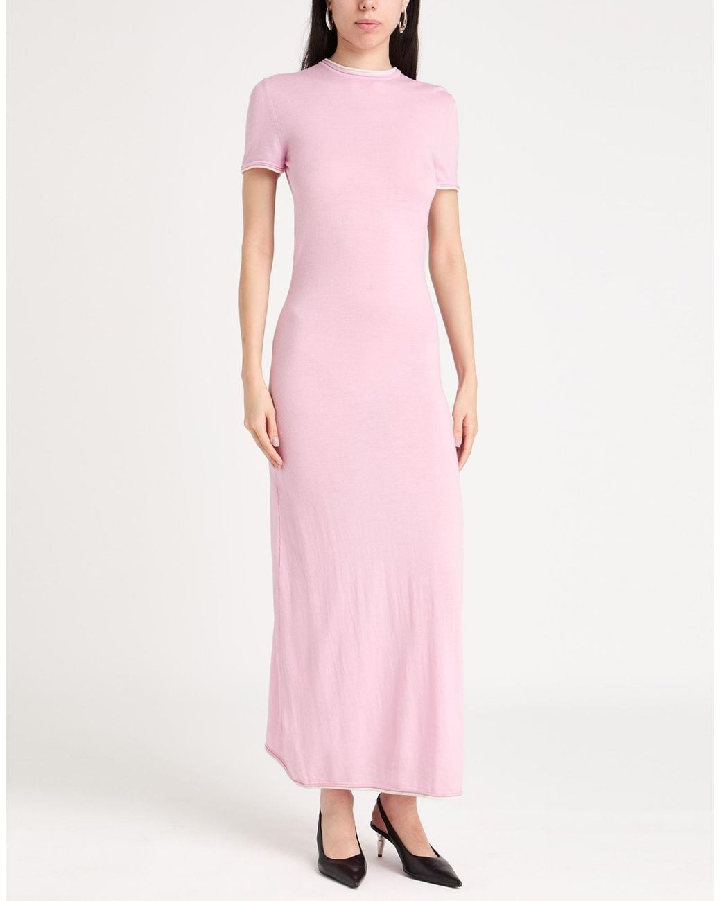 Ferragamo Pink Maxi Dress Wool, Polyamide