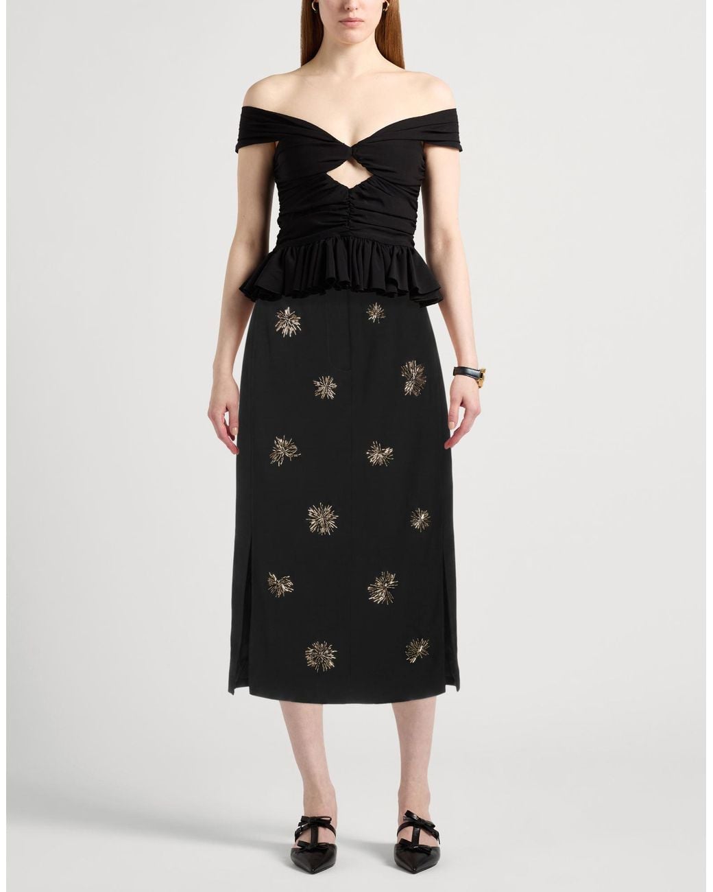 Lanvin Black Midi Skirt Virgin Wool