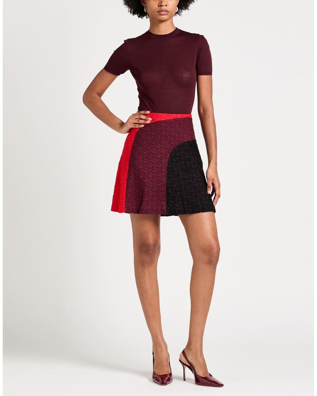 Missoni Red Mini Skirt Wool, Viscose