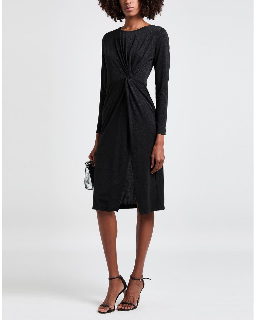 Sandro Ferrone Black Midi Dress Polyester, Viscose, Polyamide, Elastane