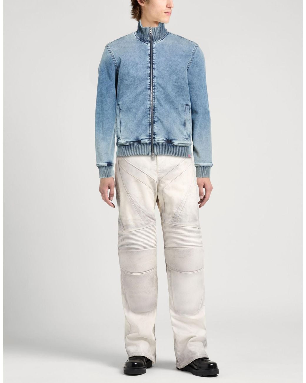 DIESEL Blue Denim Outerwear Cotton, Elastane for men
