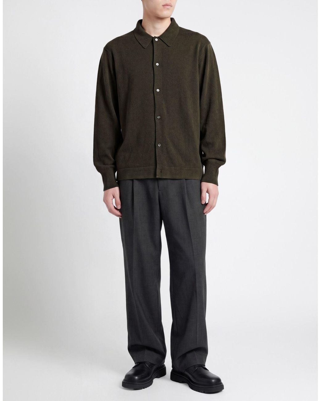 Officine Generale Green Military Cardigan Virgin Wool for men