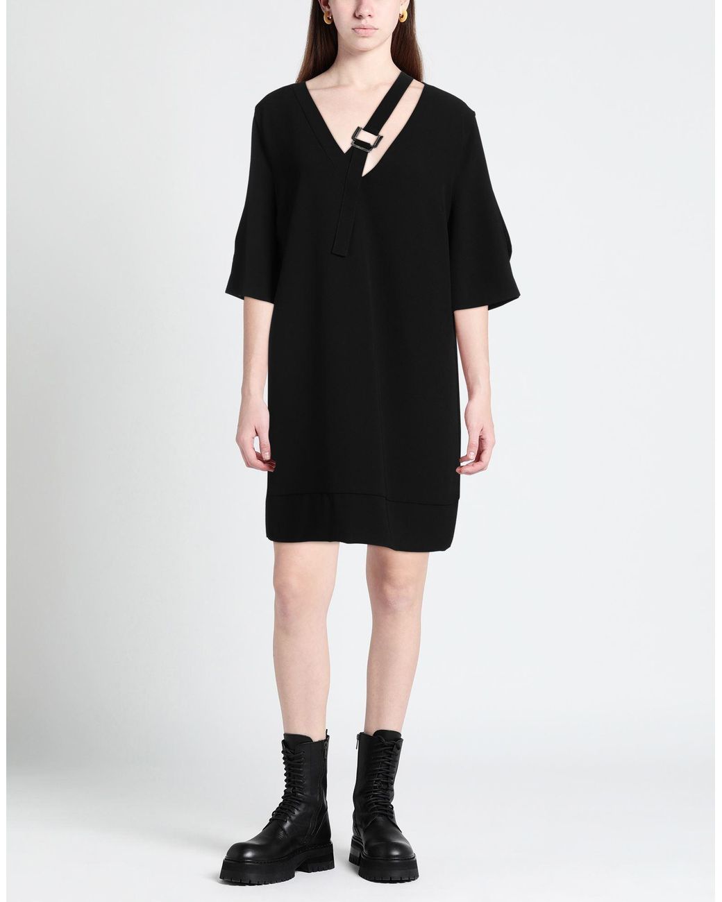 SIMONA CORSELLINI Black Mini Dress Polyester, Elastane