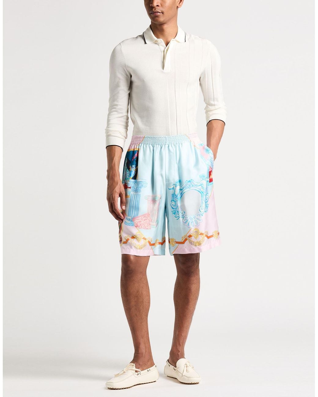 Versace Blue Shorts & Bermuda Shorts Silk for men