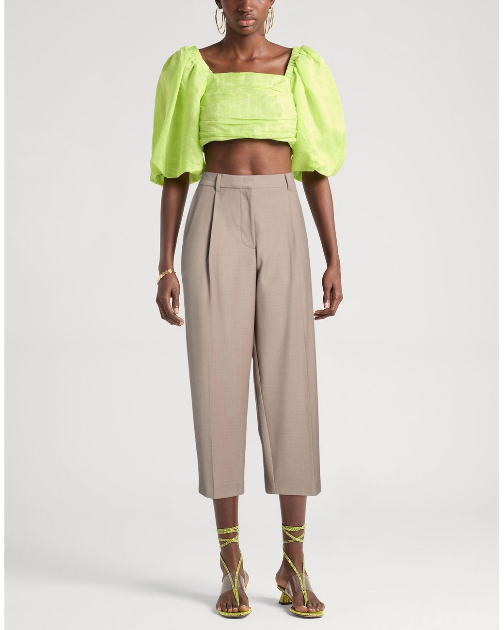 THE M.. Natural The Pants Polyester, Virgin Wool, Elastane