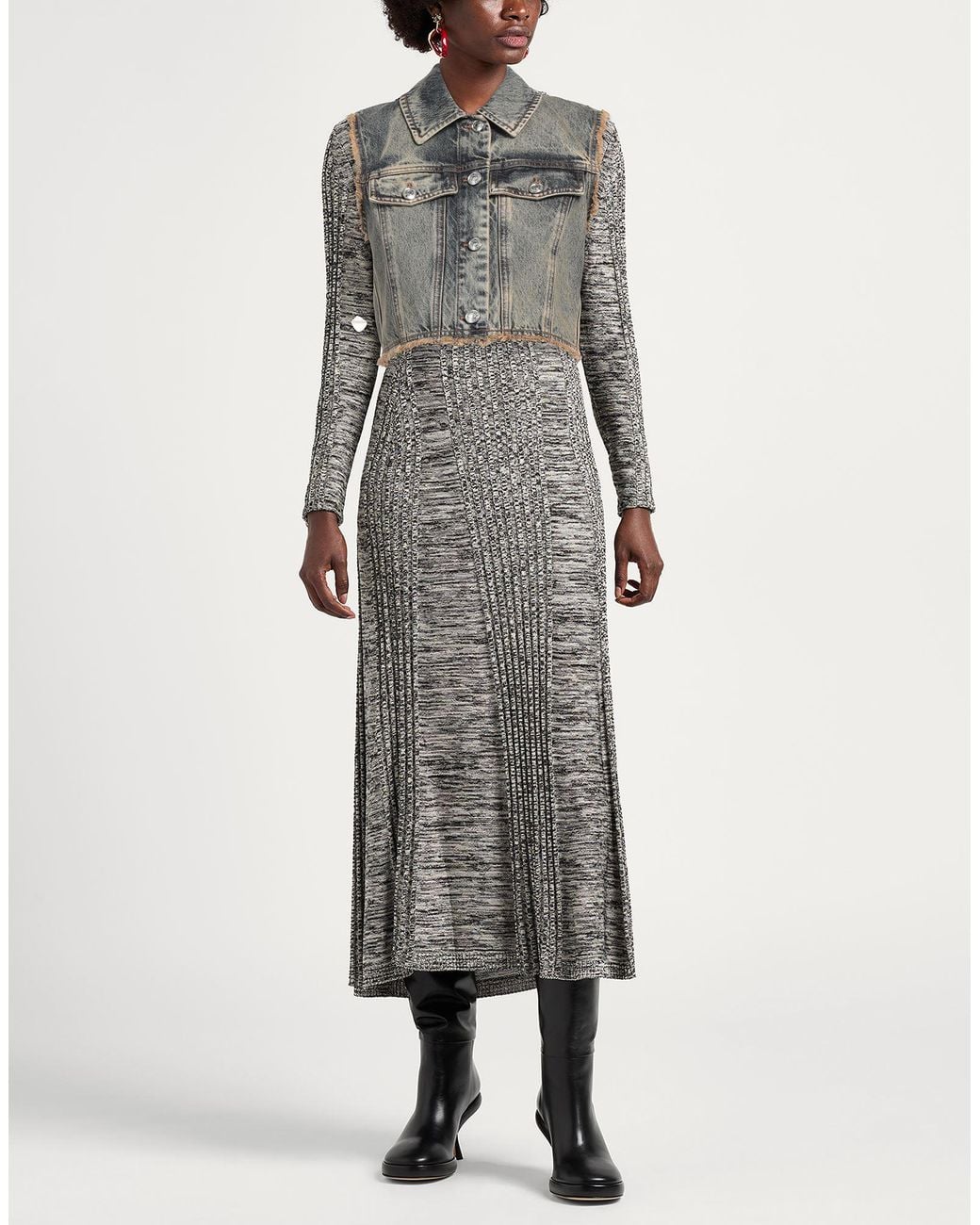 Sportmax Gray Denim Outerwear Cotton