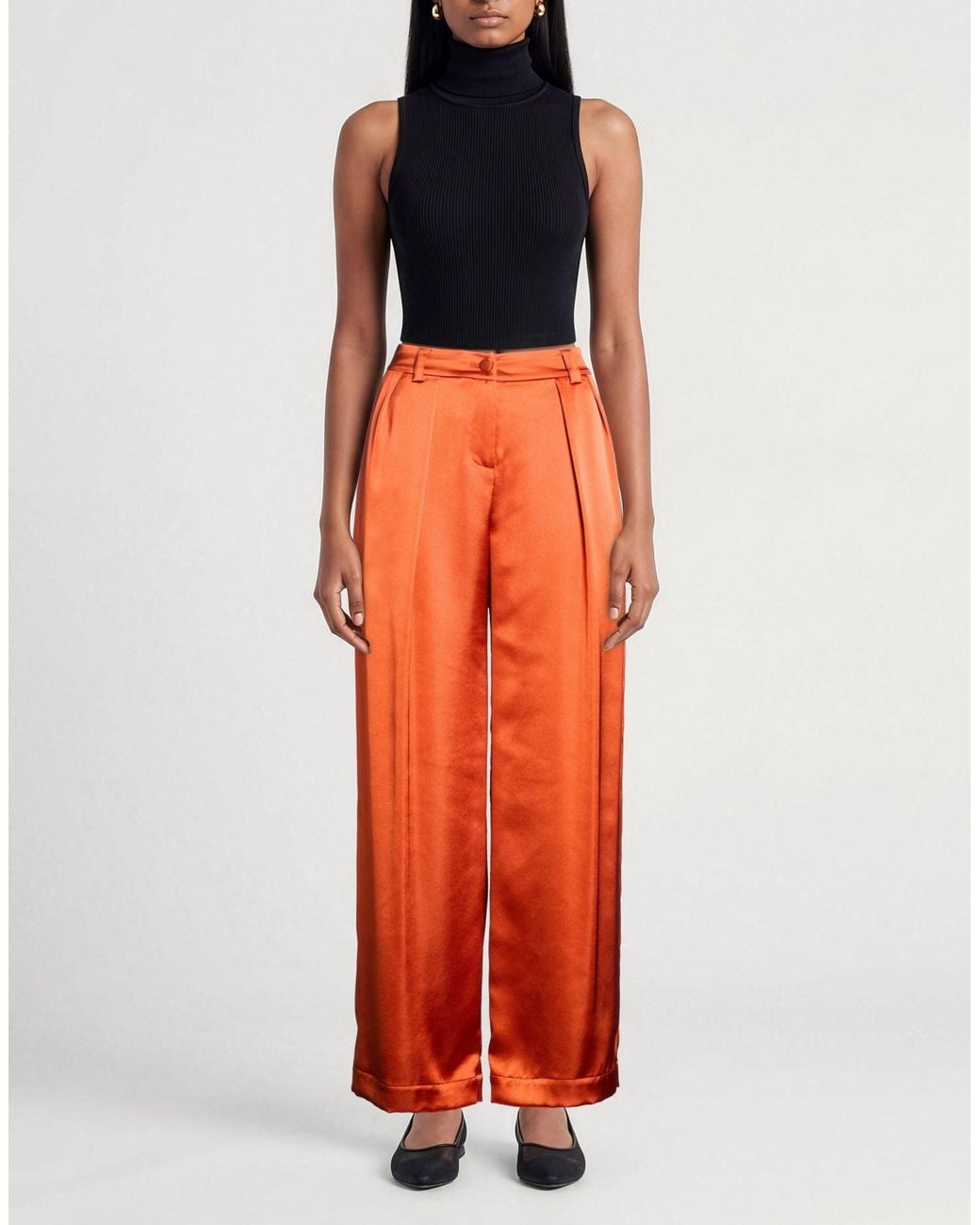 Ines De La Fressange Paris Orange Pants Polyester, Elastane