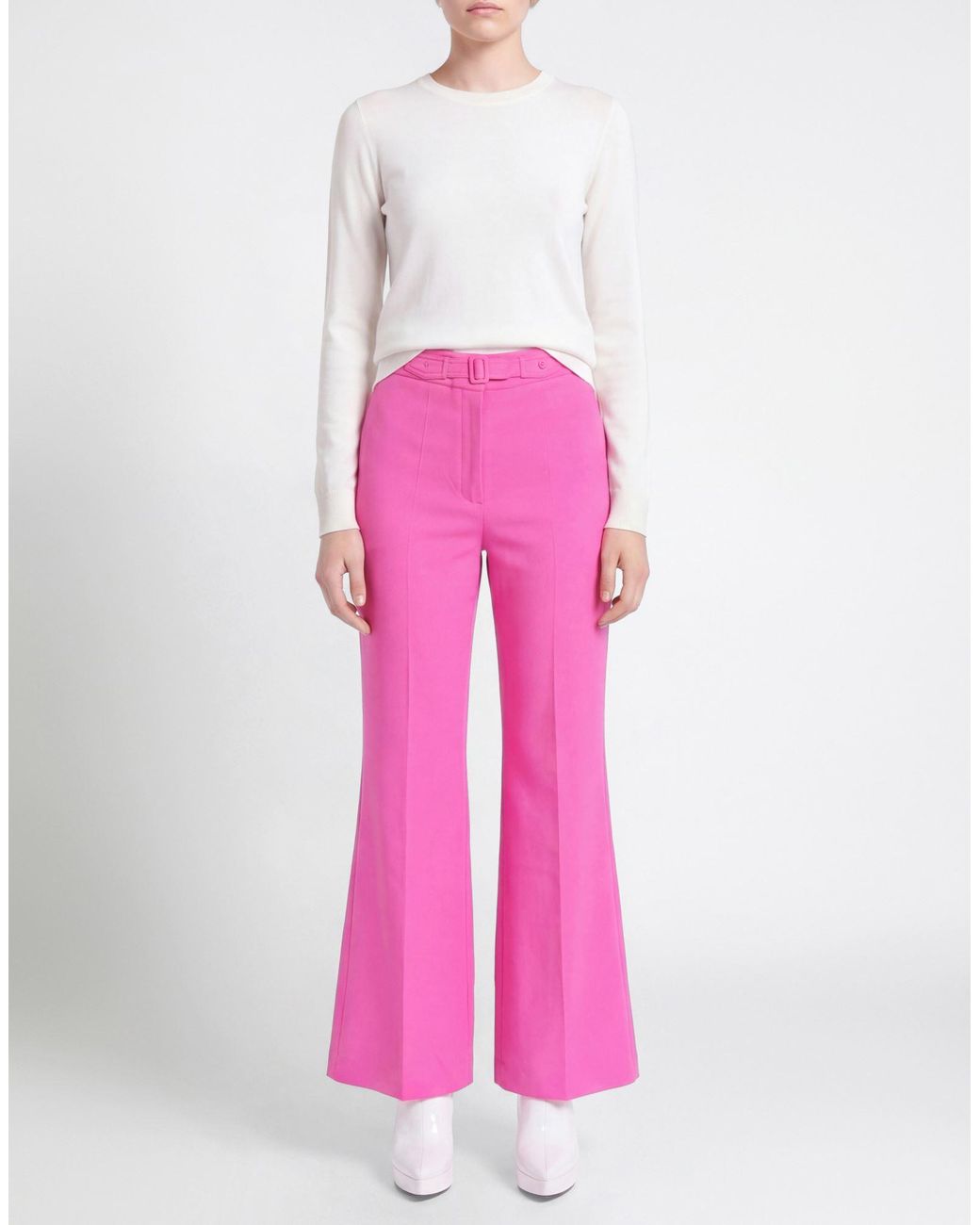Maje Pink Fuchsia Pants Polyester, Viscose, Elastane