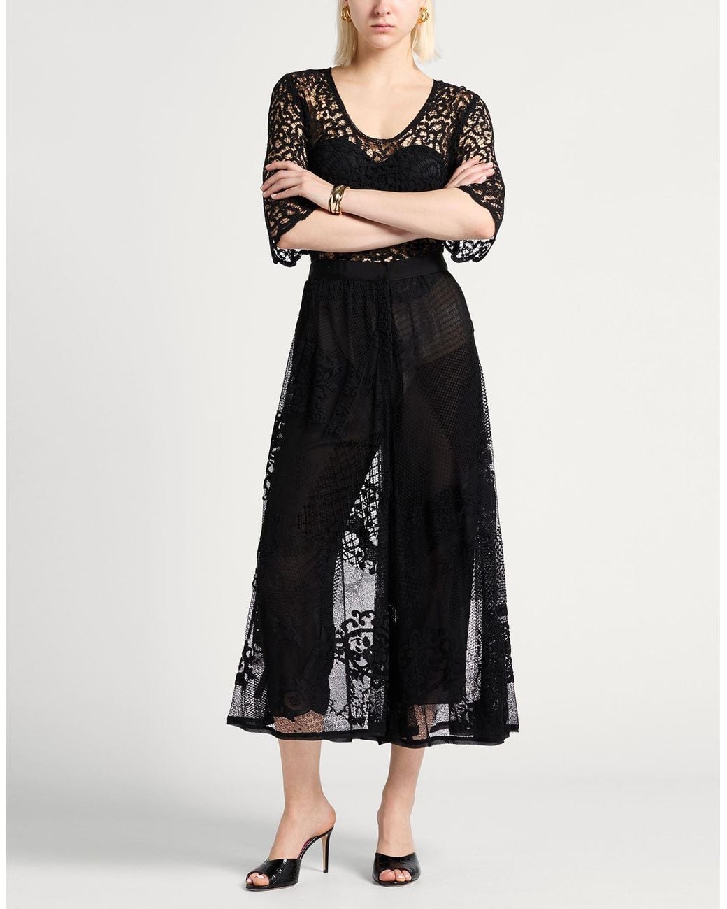 Forte_forte Black Pants Polyester