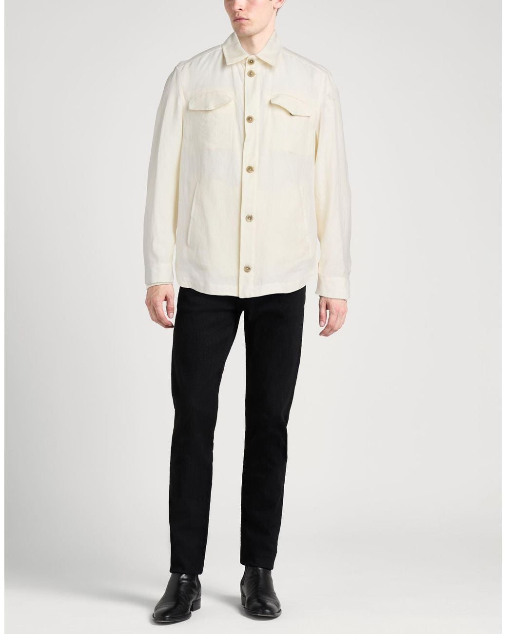 Herno White Ivory Jacket Linen for men