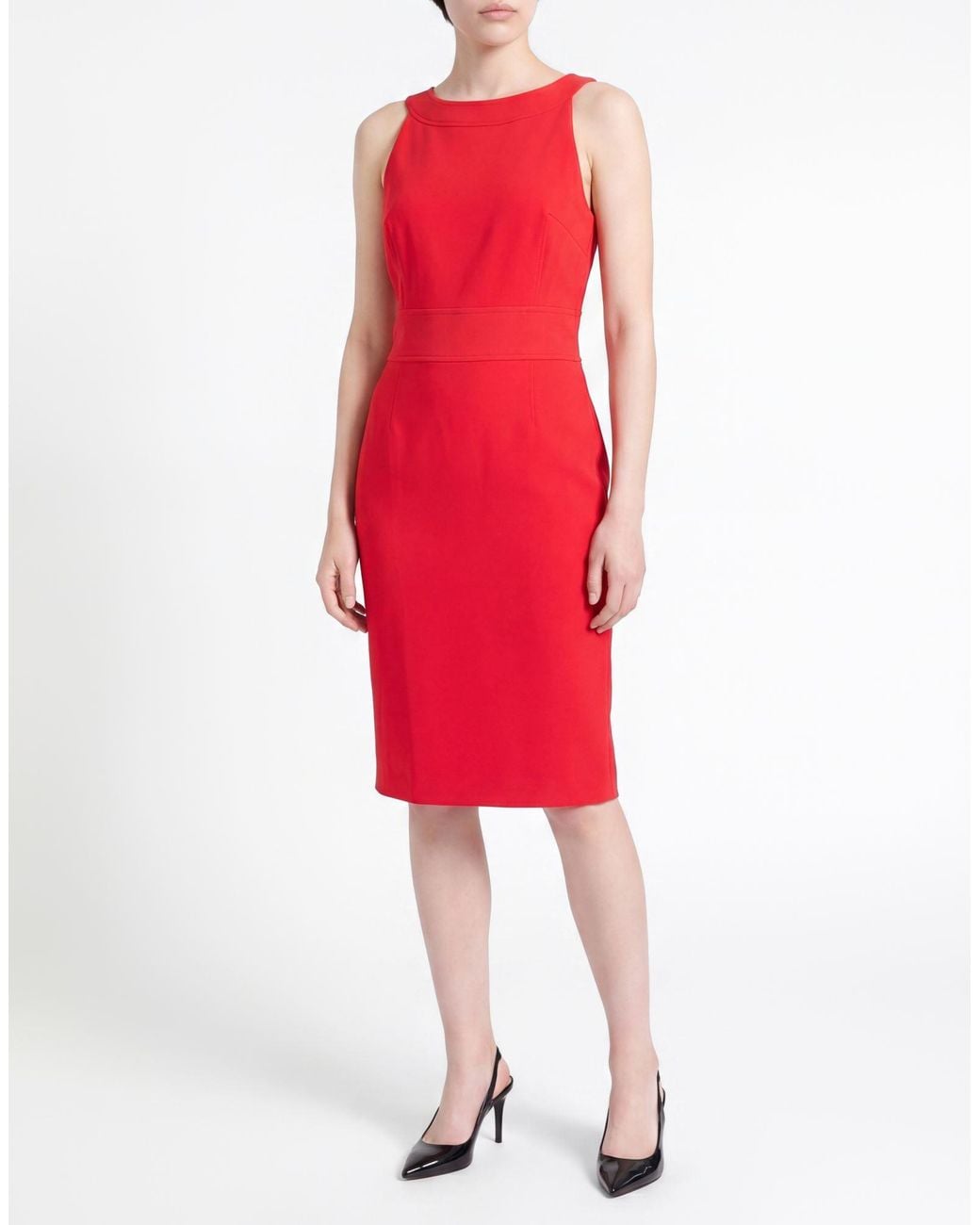 Boutique Moschino Red Midi Dress Polyester, Elastane