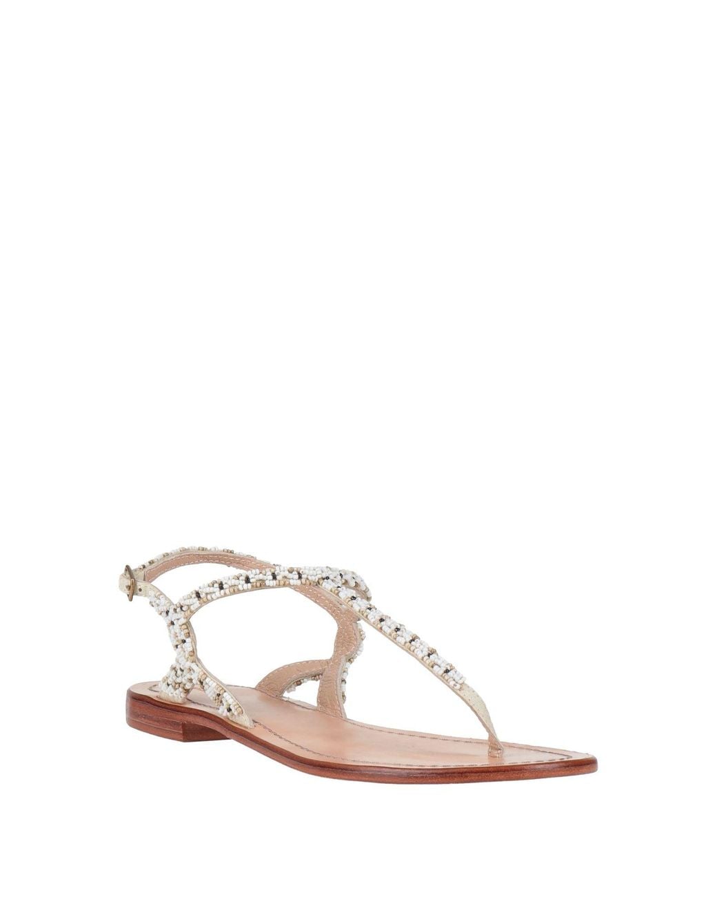 Maliparmi White Thong Sandal Textile Fibers, Leather