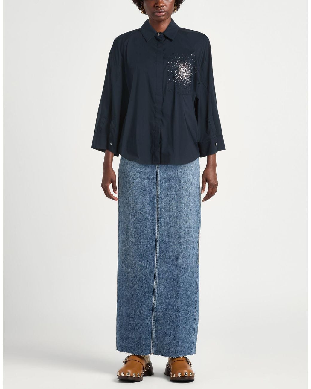 Jijil Blue Shirt Cotton, Polyamide, Elastane