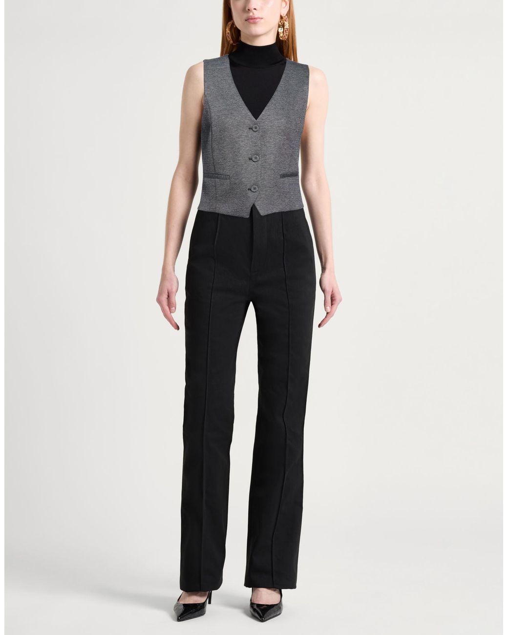 iBlues Gray Tailored Vest Viscose, Polyester, Elastane