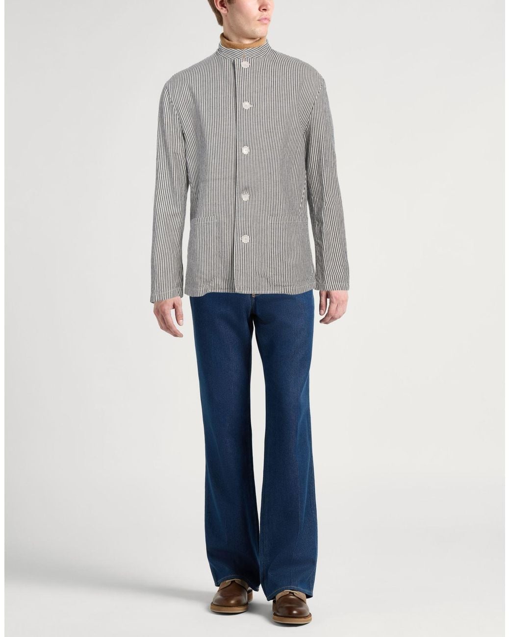 PT Torino Gray Jacket Cotton, Linen for men