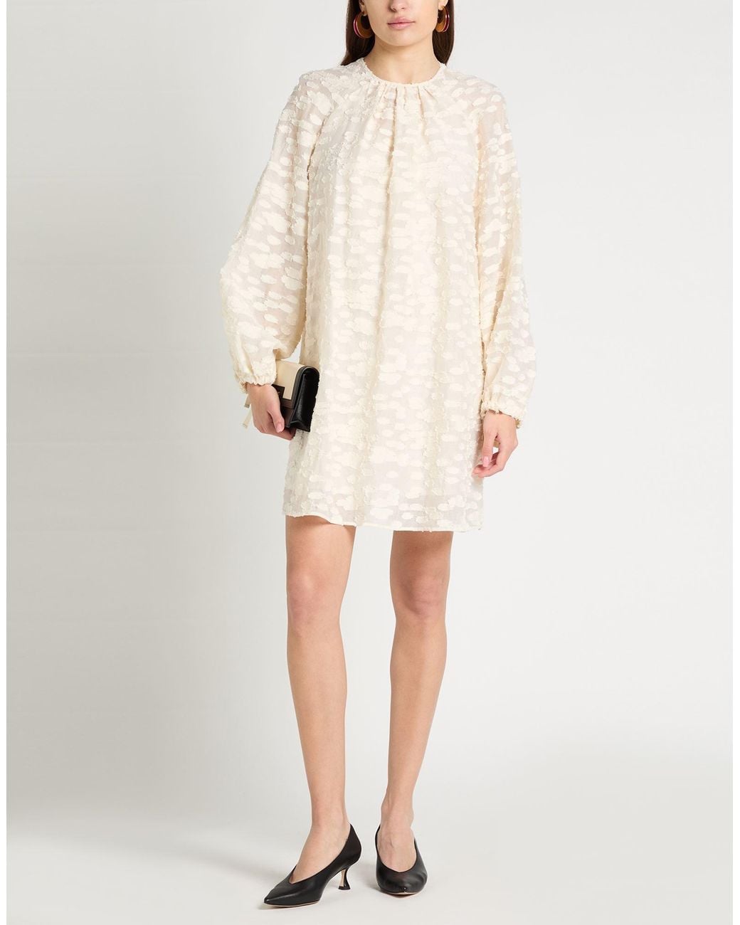 Alysi White Chocolat Cream Mini Dress Cotton, Polyamide, Acrylic
