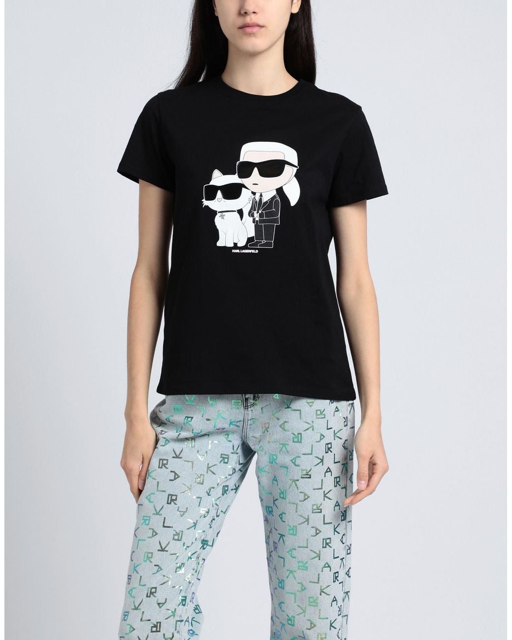 Karl Lagerfeld Black Ikon Karl & Choupette T-Shirt