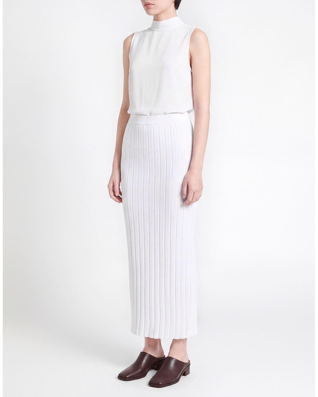 Del Core White Maxi Skirt Viscose, Polyester