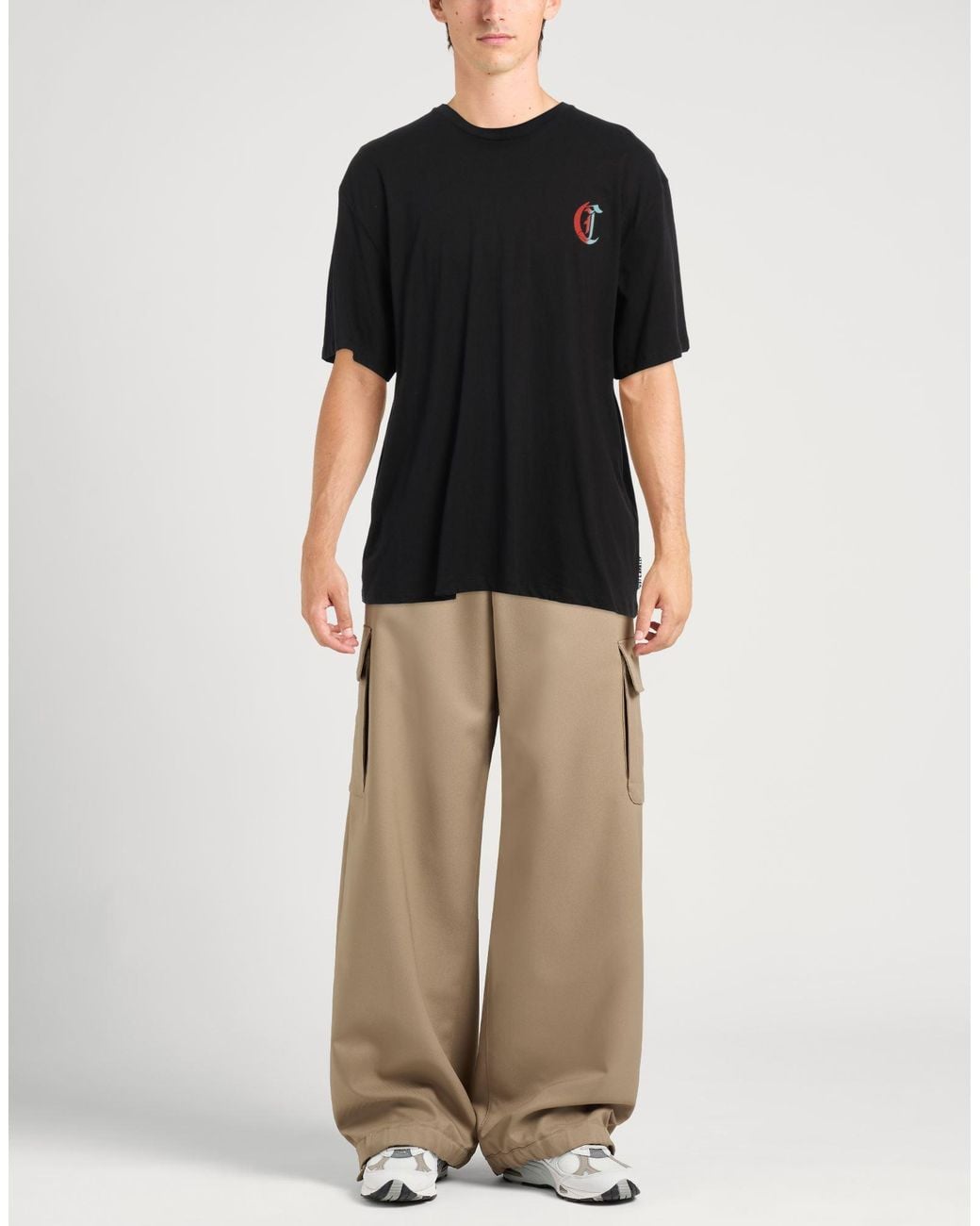 Just Cavalli Black Logo-Print Crewneck T-Shirt for men