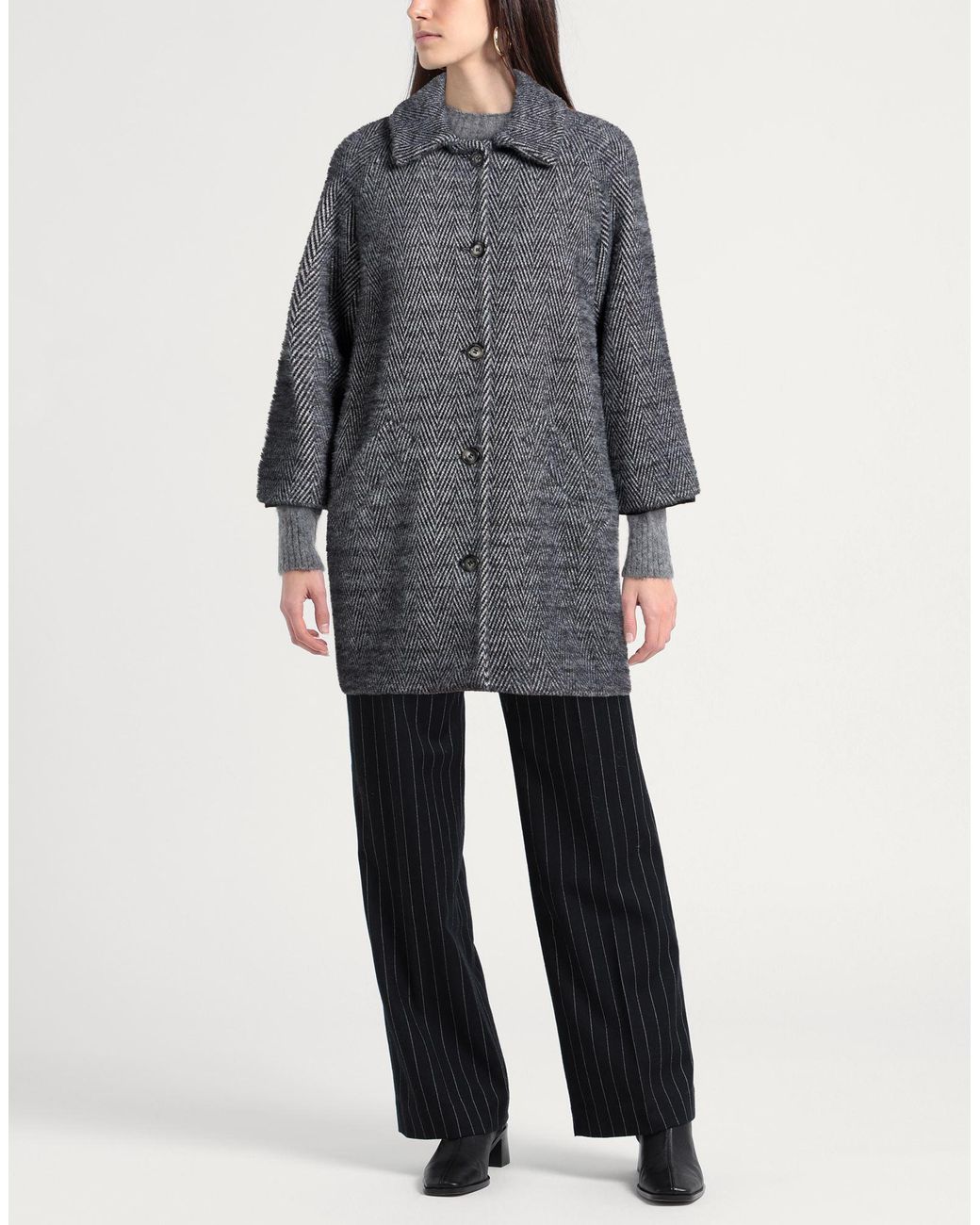 Guttha Gray Taupe Coat Acrylic, Synthetic Fibers, Wool, Alpaca Wool, Mohair Wool