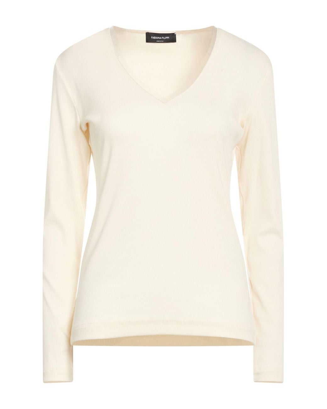 Fabiana Filippi Natural Cream T-Shirt Cotton, Elastane