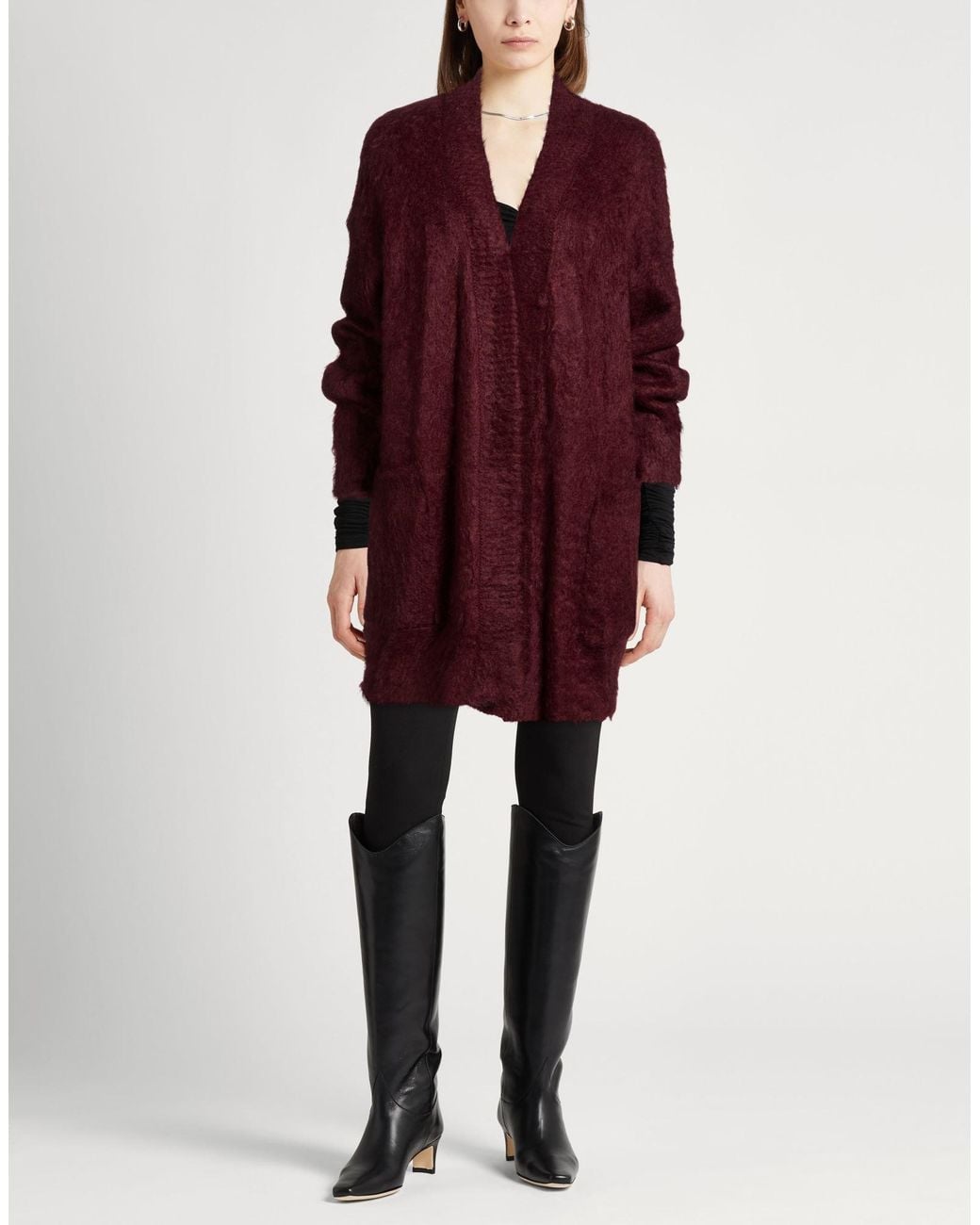 Max Mara Purple Burgundy Cardigan Mohair Wool, Polyamide, Wool