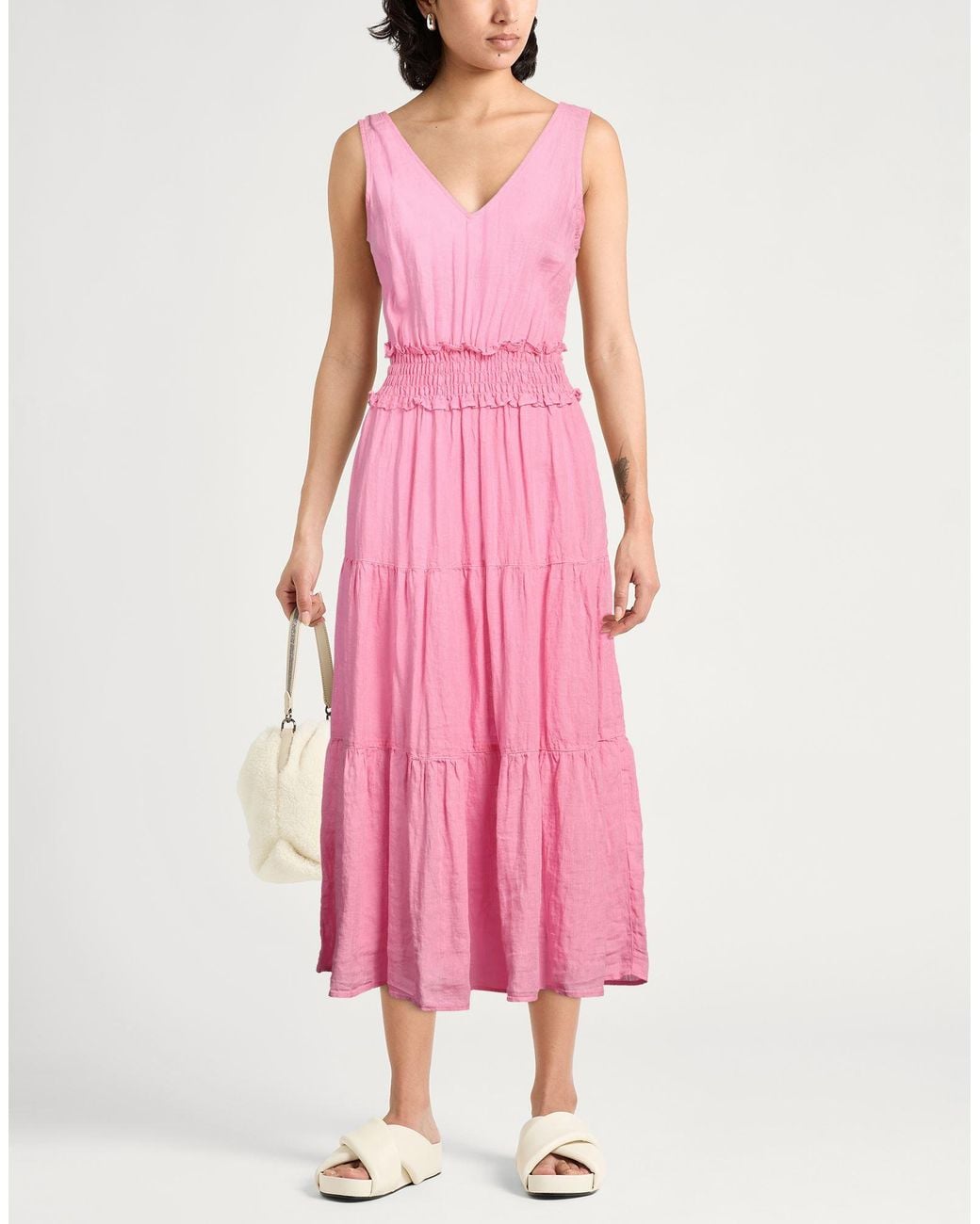 120% Lino Pink Midi Dress