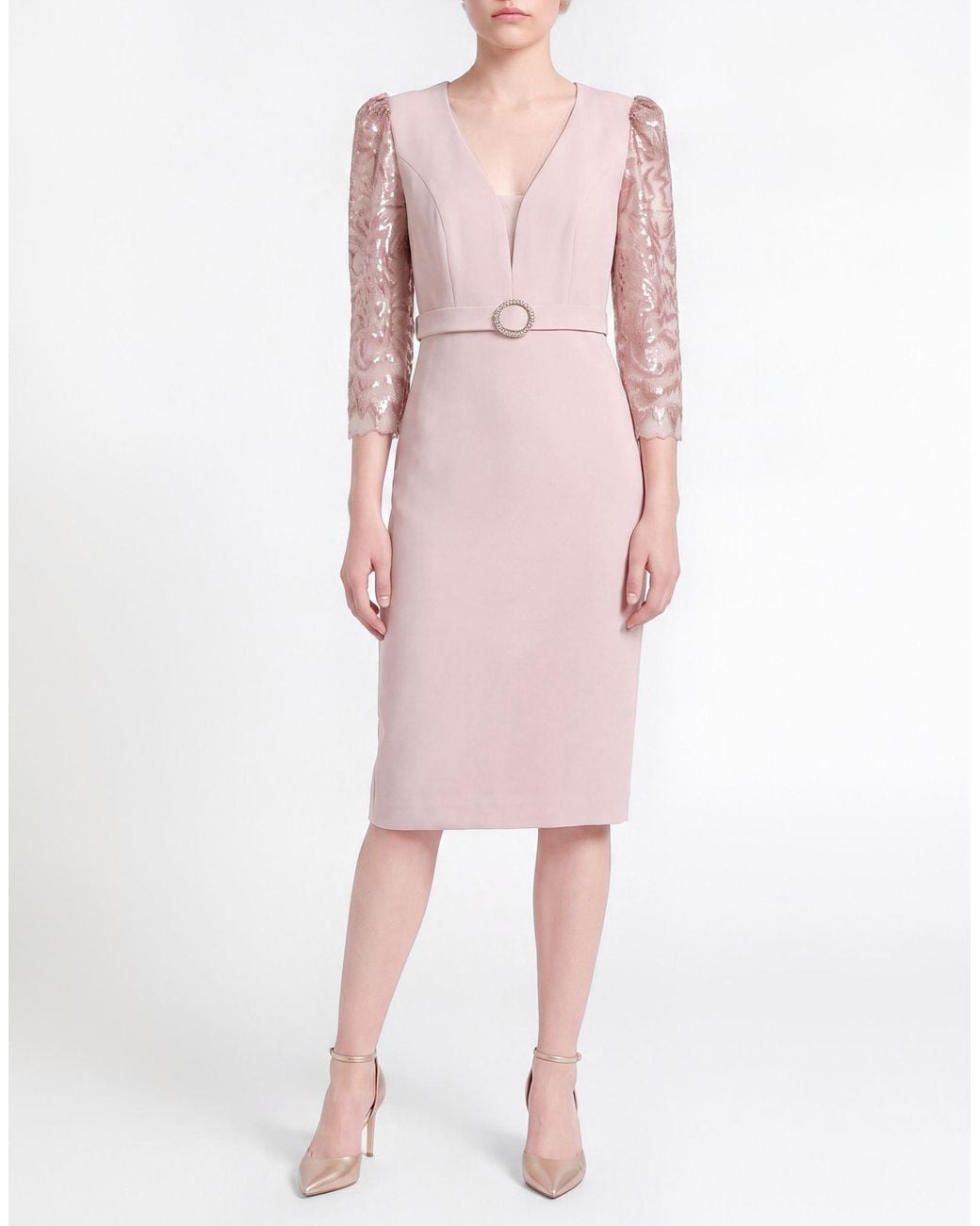 Antonio D'errico Pink Blush Midi Dress Polyester, Elastane