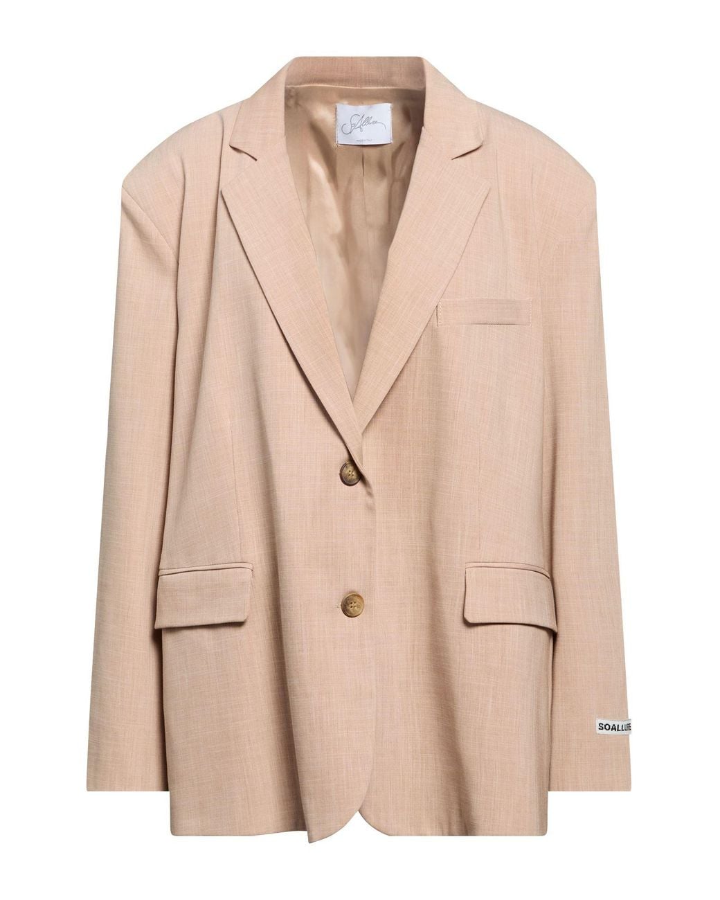 Soallure Natural Blazer Polyester, Viscose, Elastane