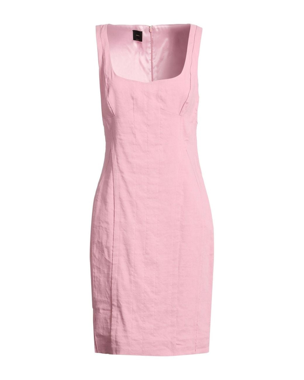 Pinko Pink Mini Dress Linen, Viscose, Elastane