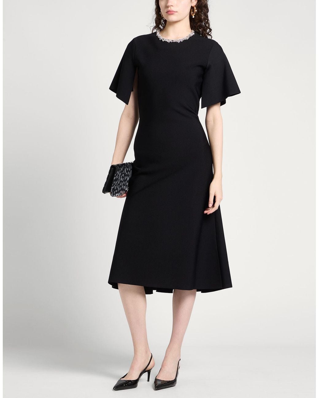 McQueen Black Midi Dress Viscose, Polyester, Polyamide, Elastane