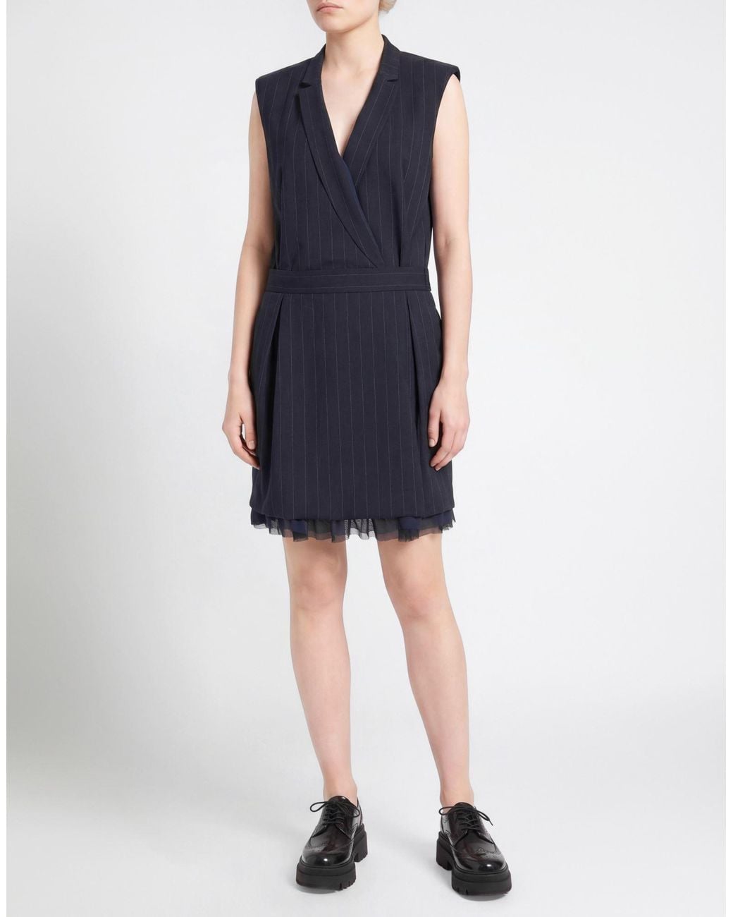 Pinko Blue Mini Dress Polyester, Wool, Elastane