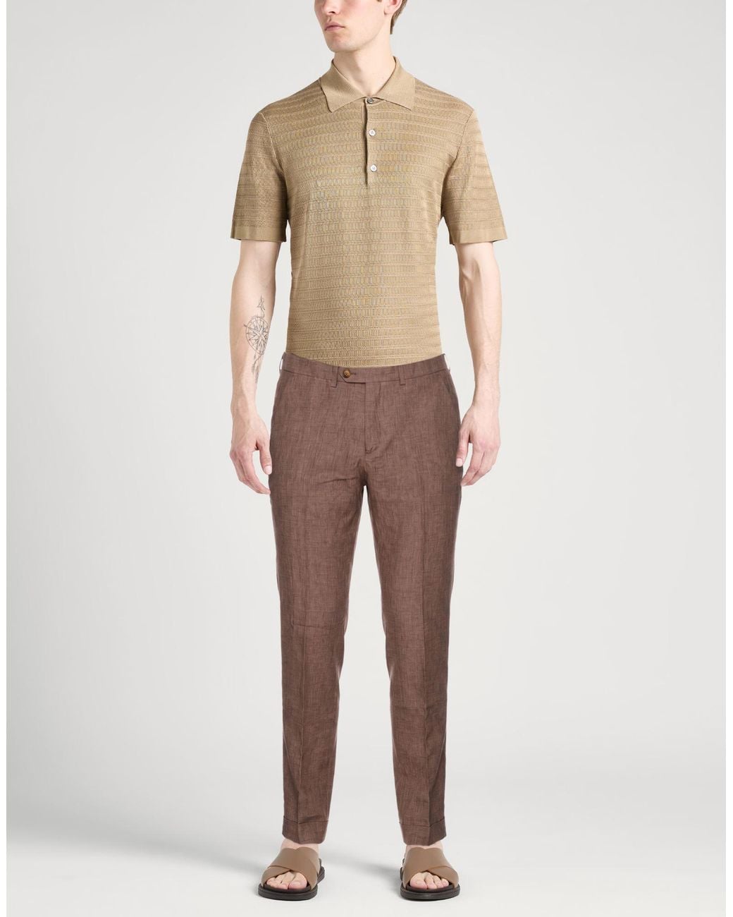 SEVENTY VENEZIA Brown Pants Linen for men