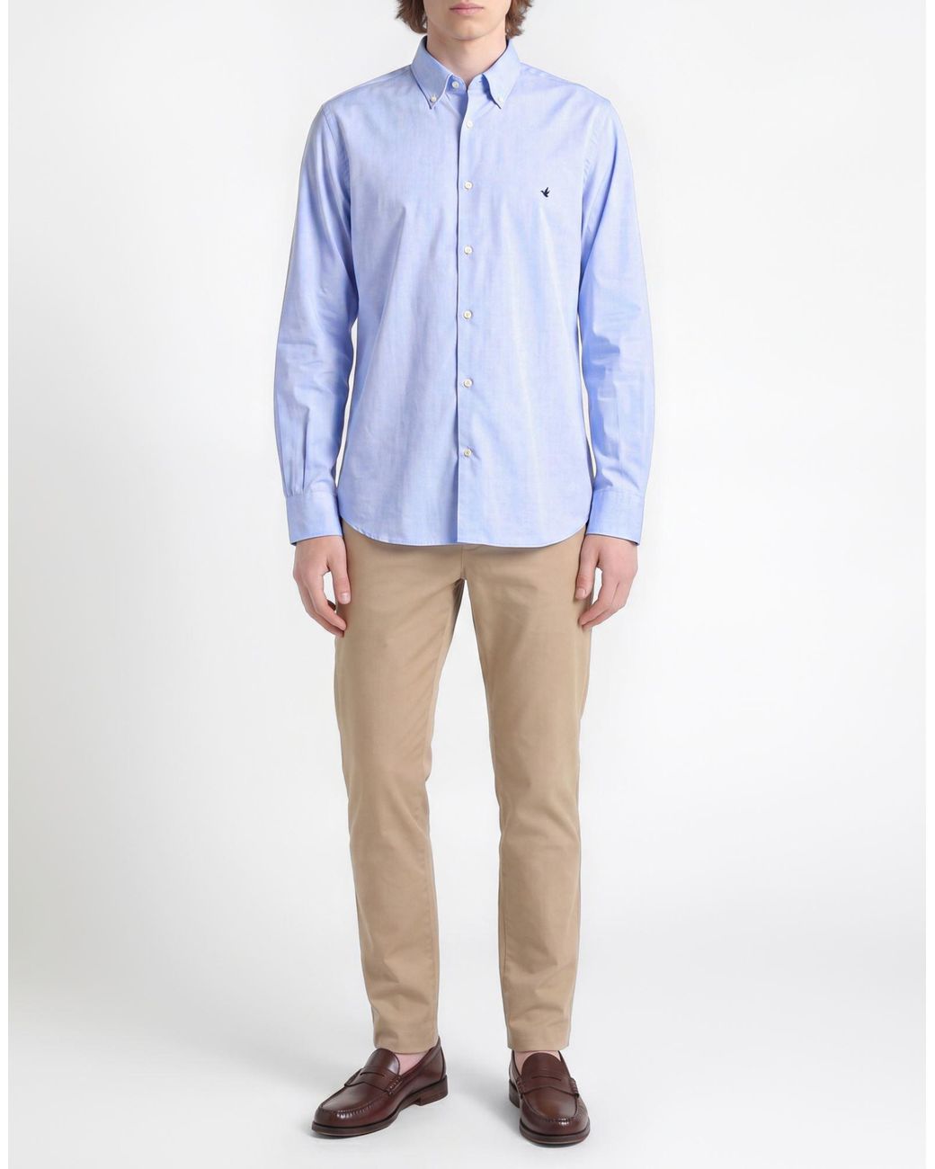 Brooksfield Blue Shirt Cotton, Elastane for men