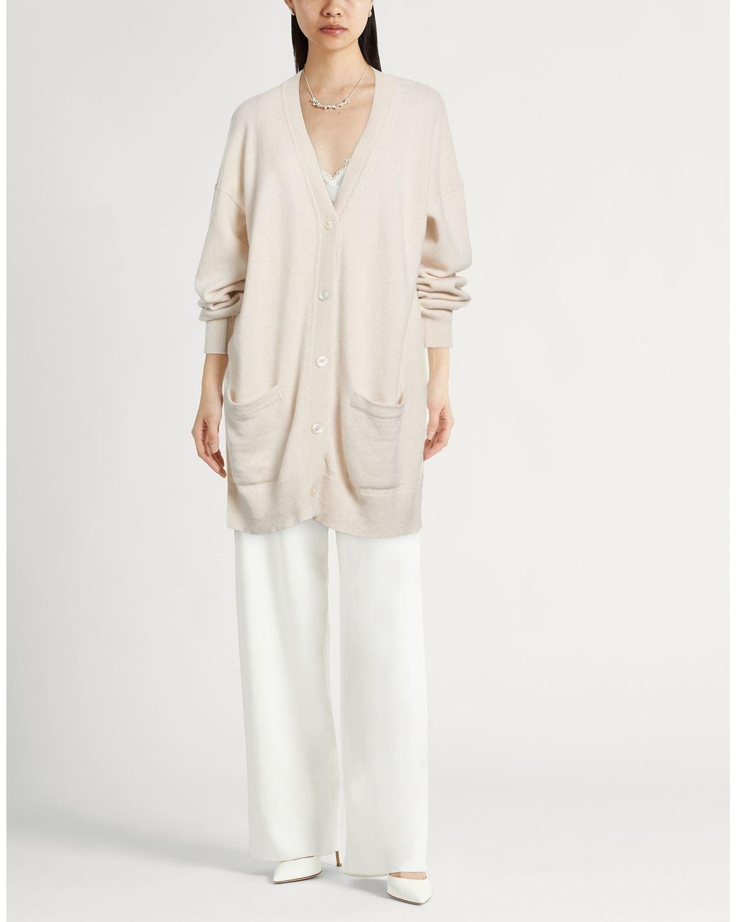 Daniele Fiesoli White Collezione N_01 Ivory Cardigan Merino Wool, Cashmere