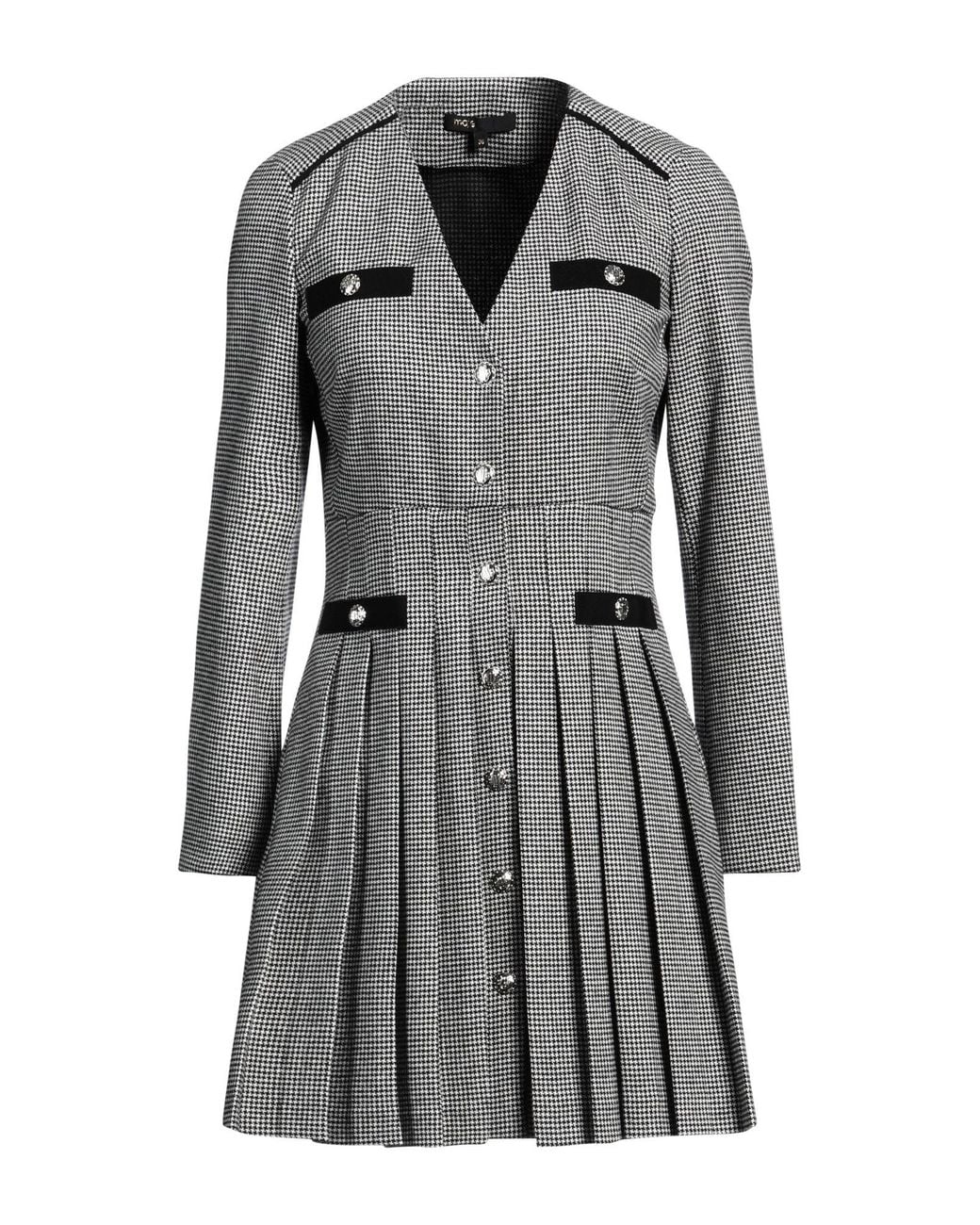 Maje Gray Mini Dress Polyester, Wool, Cotton, Viscose, Elastane