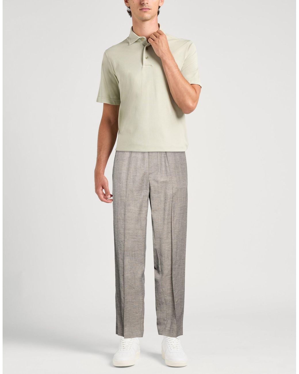 Messagerie Gray Pants Cotton, Linen, Polyester for men