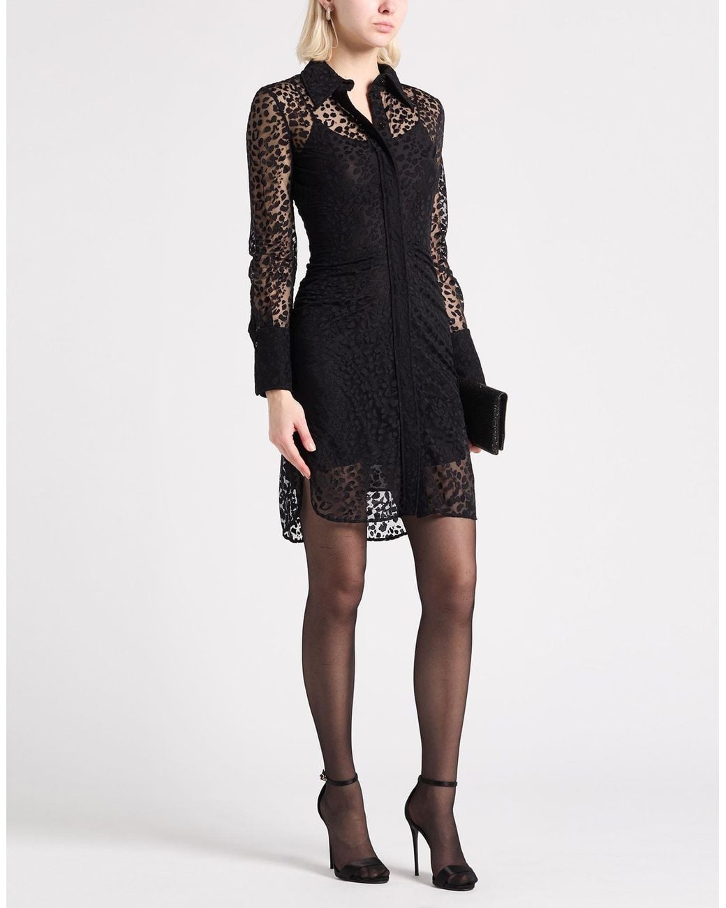 McQueen Black Mini Dress Viscose, Polyamide