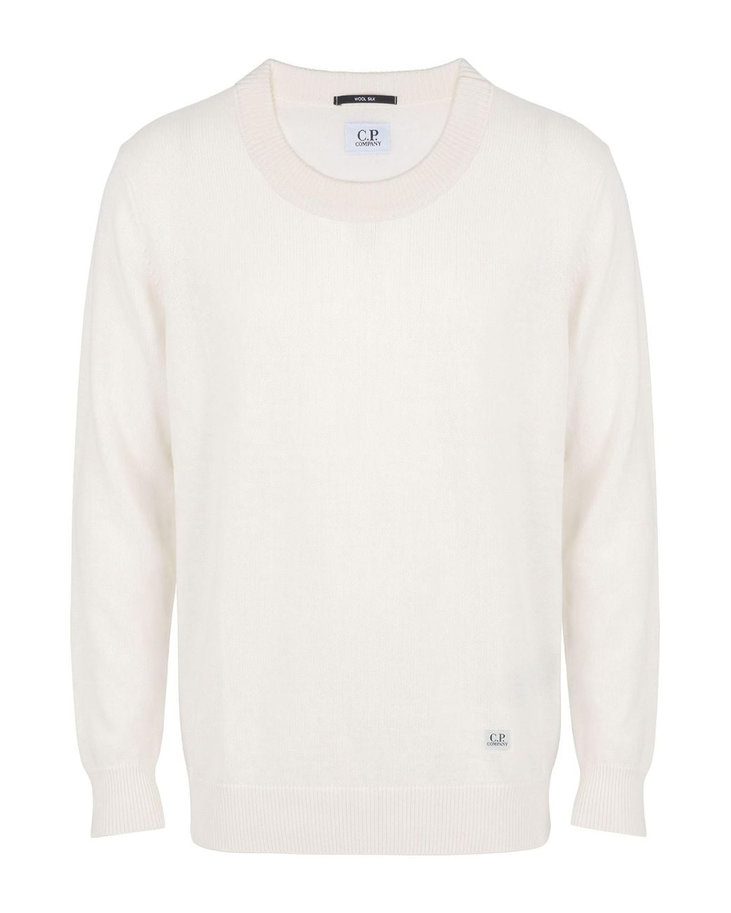 C P Company White Sweater Wool, Silk for men