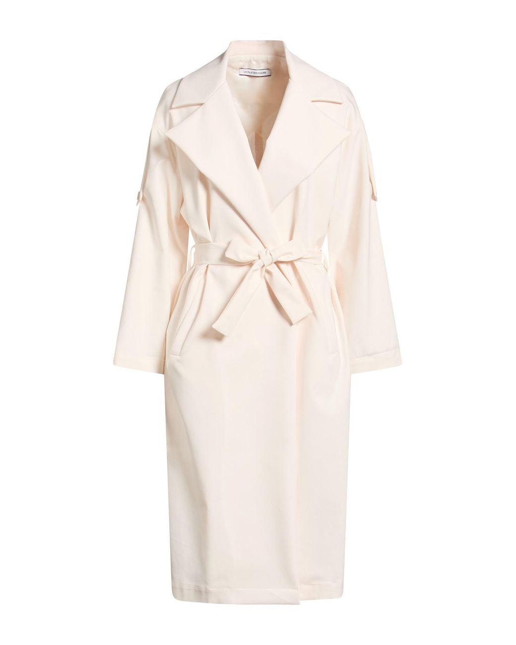 La Fille Des Fleurs White Cream Overcoat & Trench Coat Cotton, Elastane
