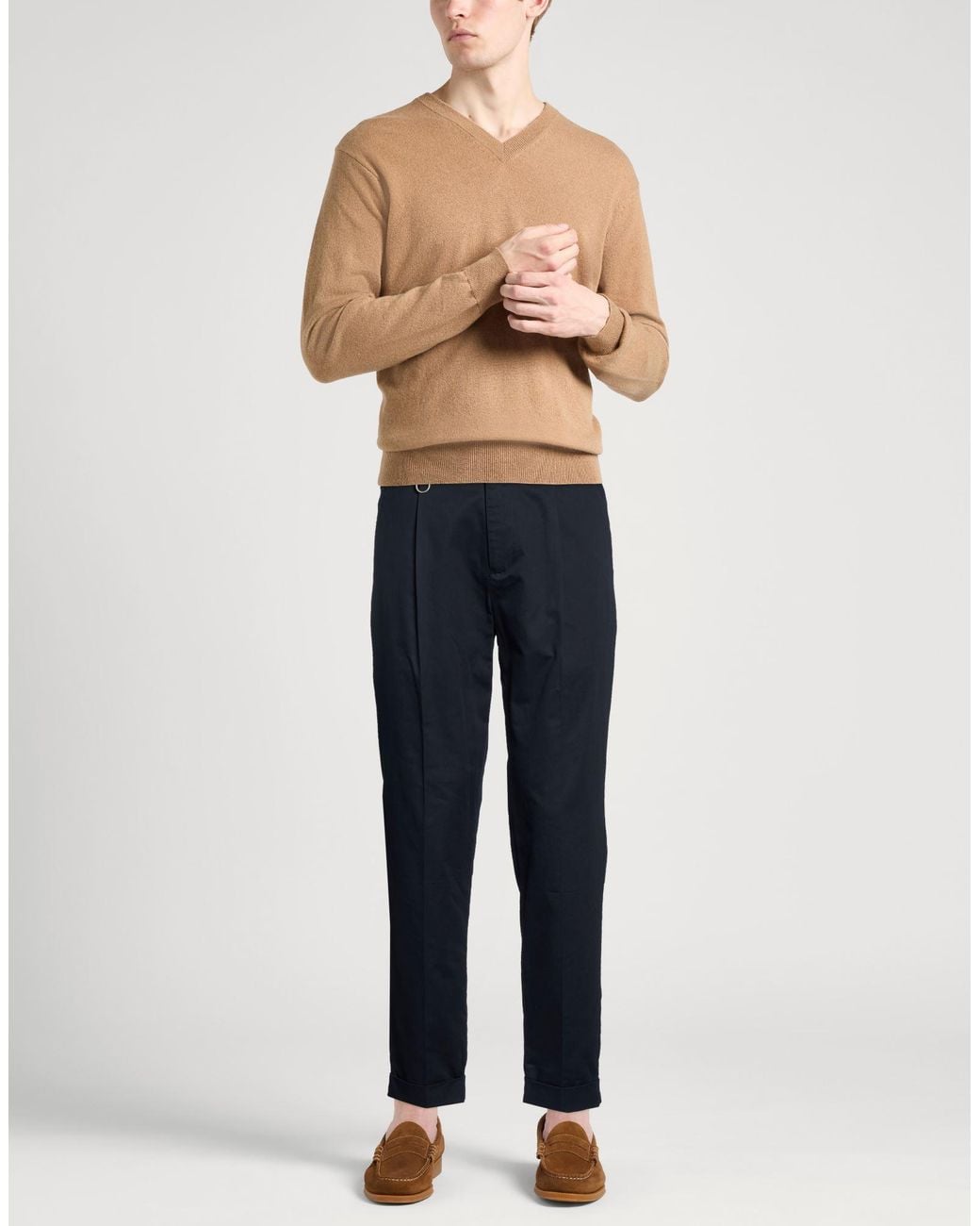 Paolo Pecora Blue Midnight Pants Lyocell, Cotton for men