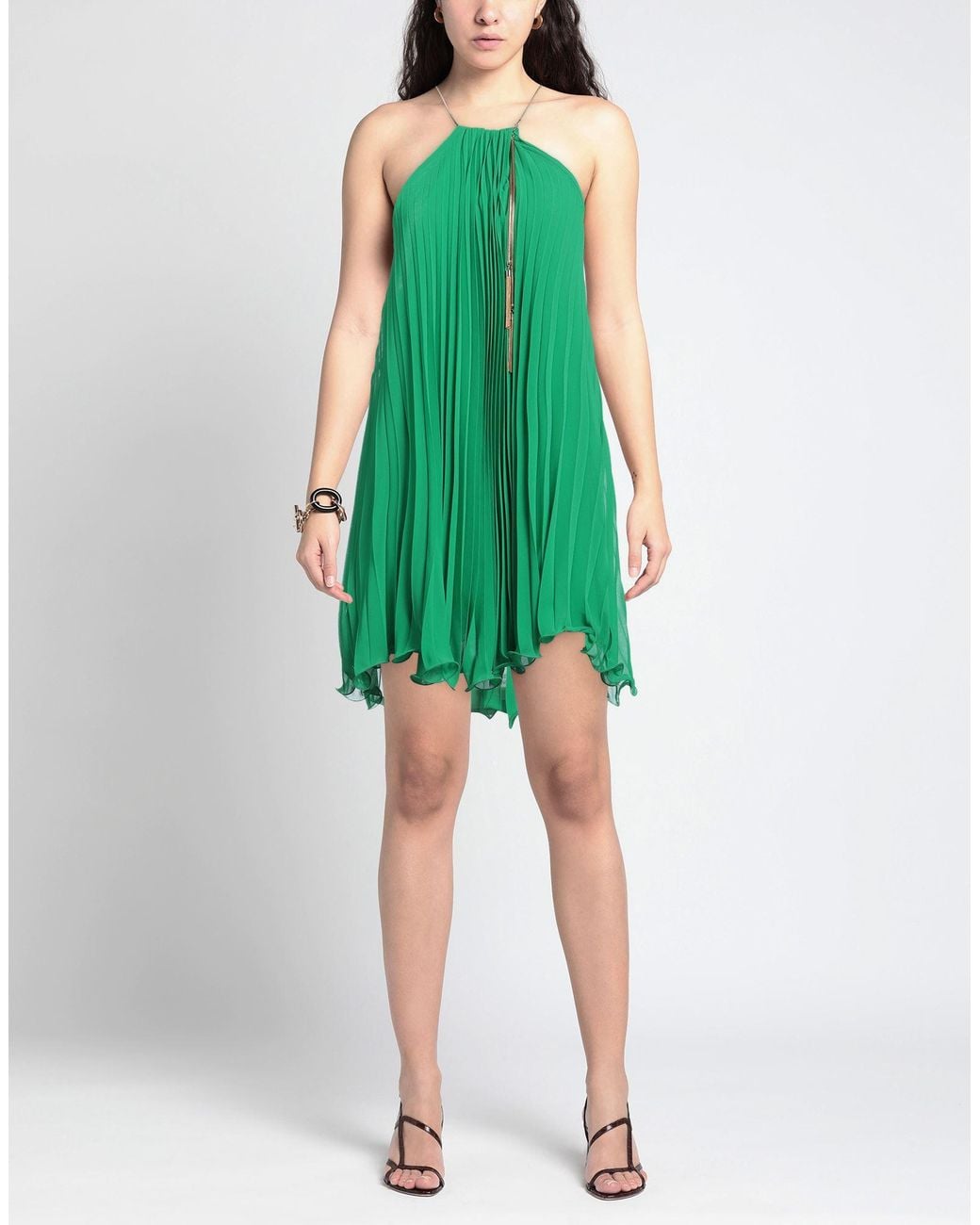 SIMONA CORSELLINI Green Mini Dress Polyester
