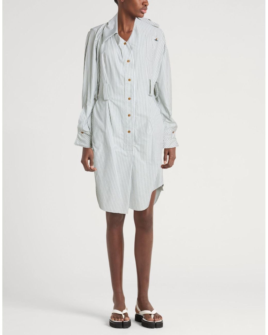 Vivienne Westwood Gray Drunken Shirt Dress Midi Dress Cotton