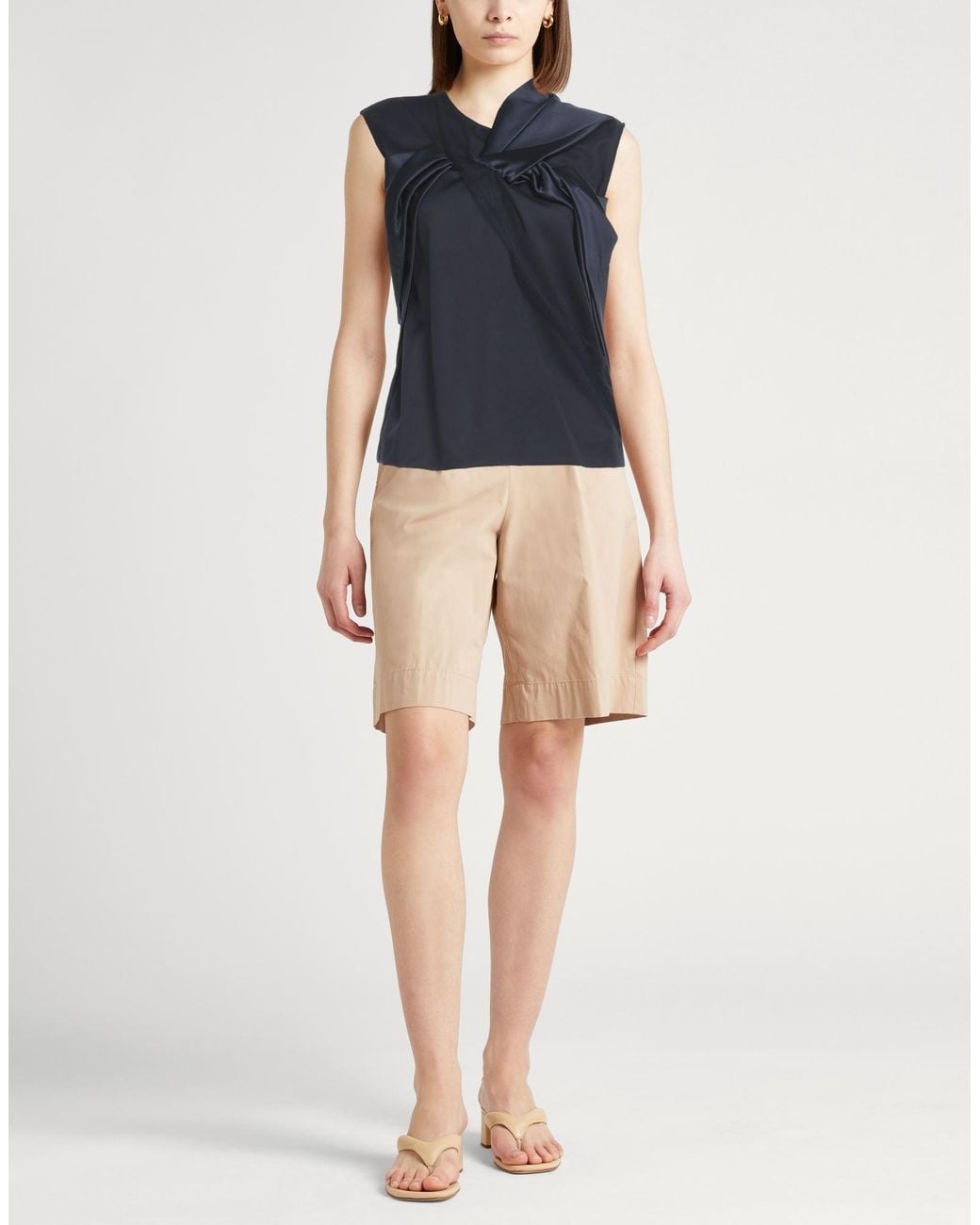 Fabiana Filippi Blue Satin Wool-Blend Button Top