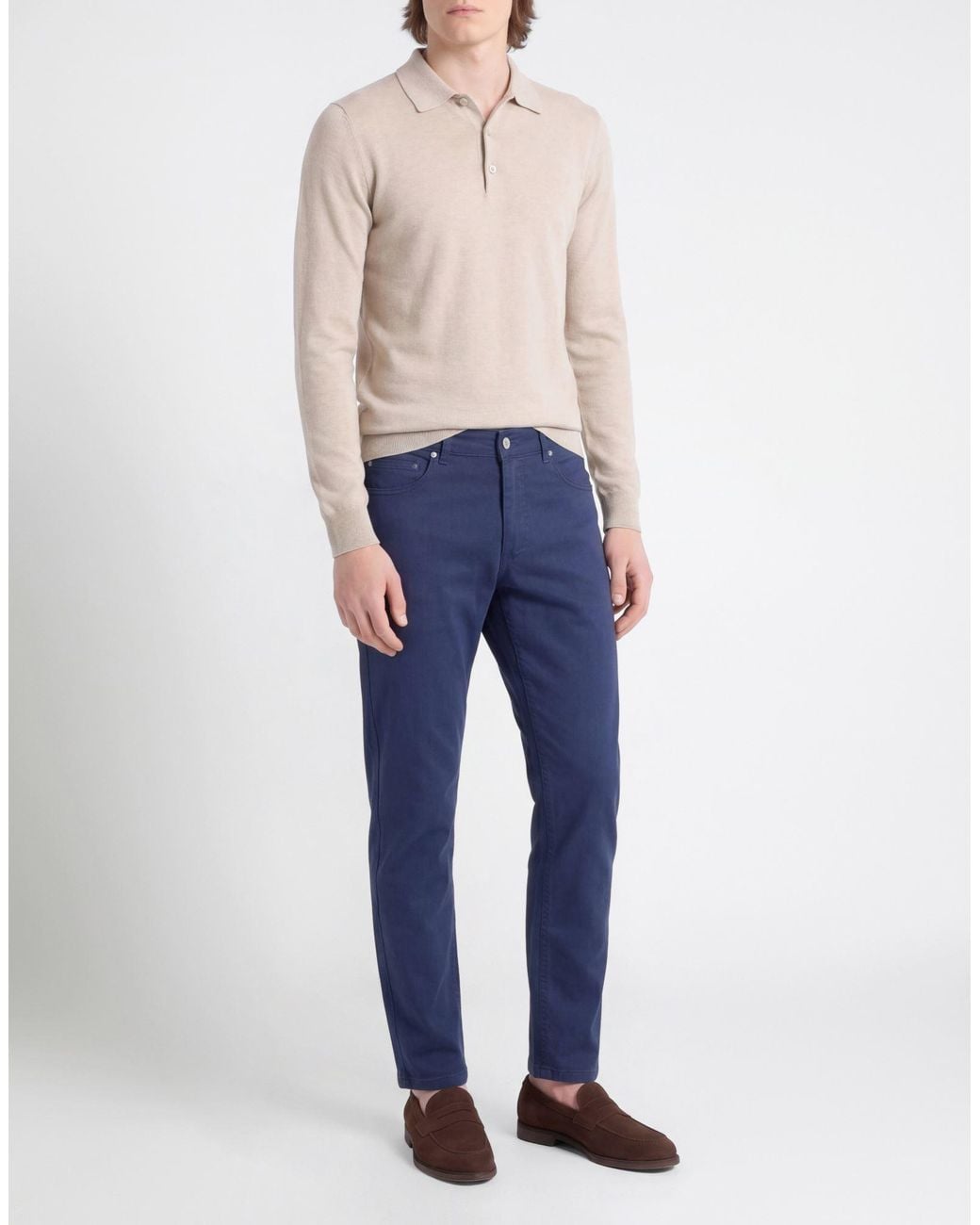 Entre Amis Blue Pants Cotton, Elastane for men