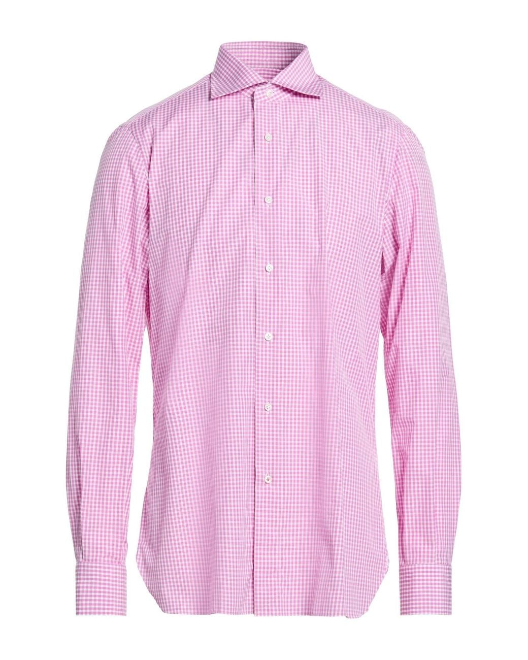 Isaia Pink Mauve Shirt Cotton for men